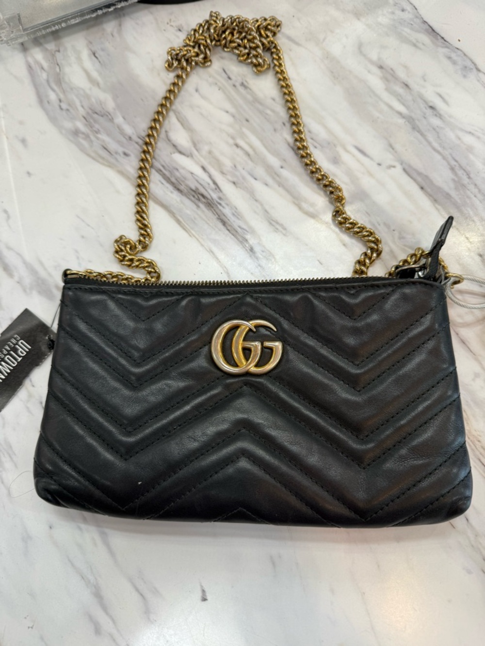 Gucci Black Chevron Quilted Leather Crossbody with Gold Hardware - Picture 2 of 16